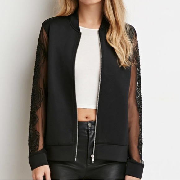Forever 21 Embroidered lace Sleeve Jacket - Picture 3 of 9